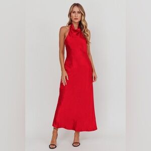 Selfie Leslie- SAINTS & SECRETS Red Satin
Sweetest Halterneck Open Back Dress